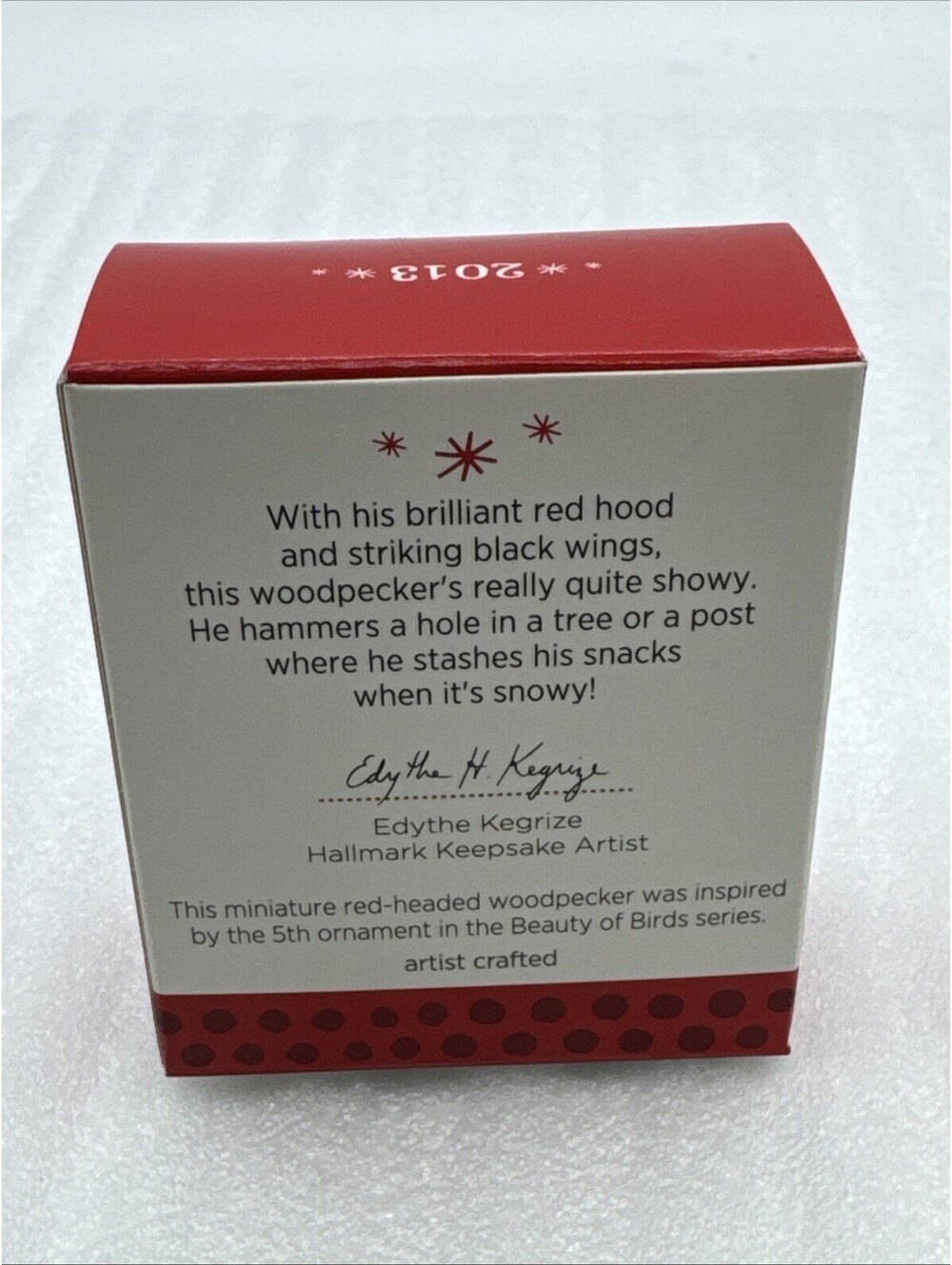 2013 Hallmark MINIATURE Red Headed Woodpecker Ornament 5th Beauty of Birds New - Picture 5 of 8